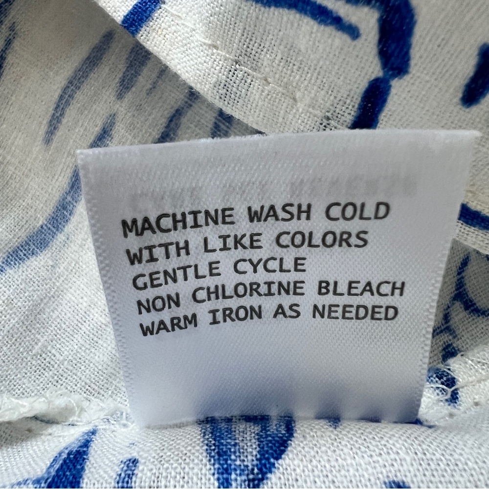 Calypso St. Barth Linen Blend Tank with Cute Royal Blue Tropical Print - Picture 5 of 5